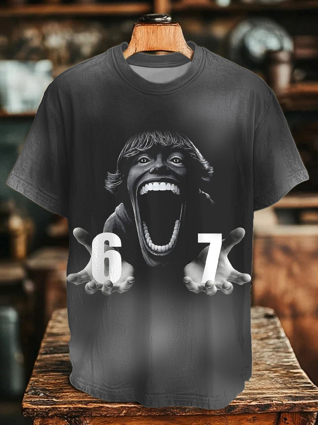 Funny Six Seven Print Crew Neck T-shirt