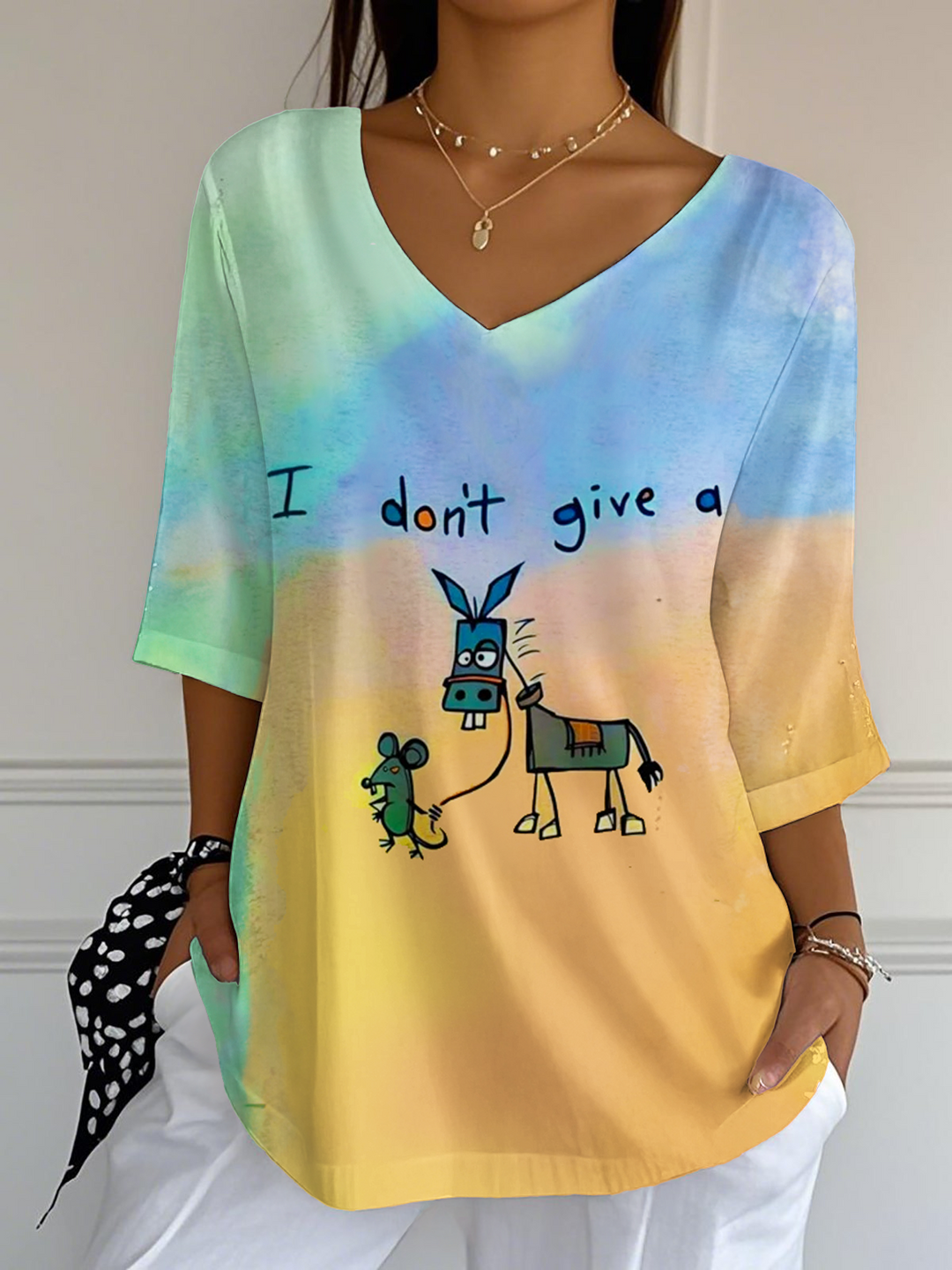 I Don’t Give A Funny Donkey Letter Printed Top