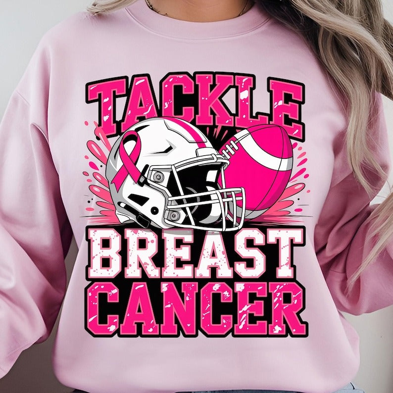 Tackle Breast Cancer Printed Long Sleeve Casual Top