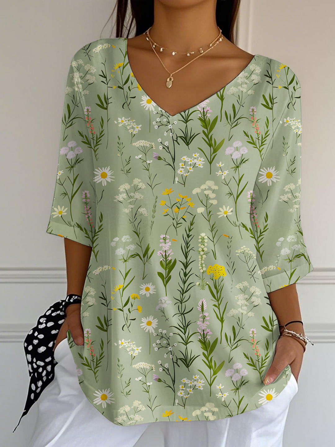 Vintage Bohemian Floral Art Printed Top