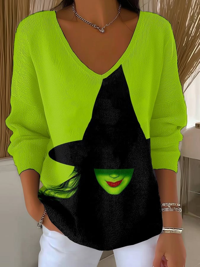 Women's Halloween Witch Casual Pullover Sweater