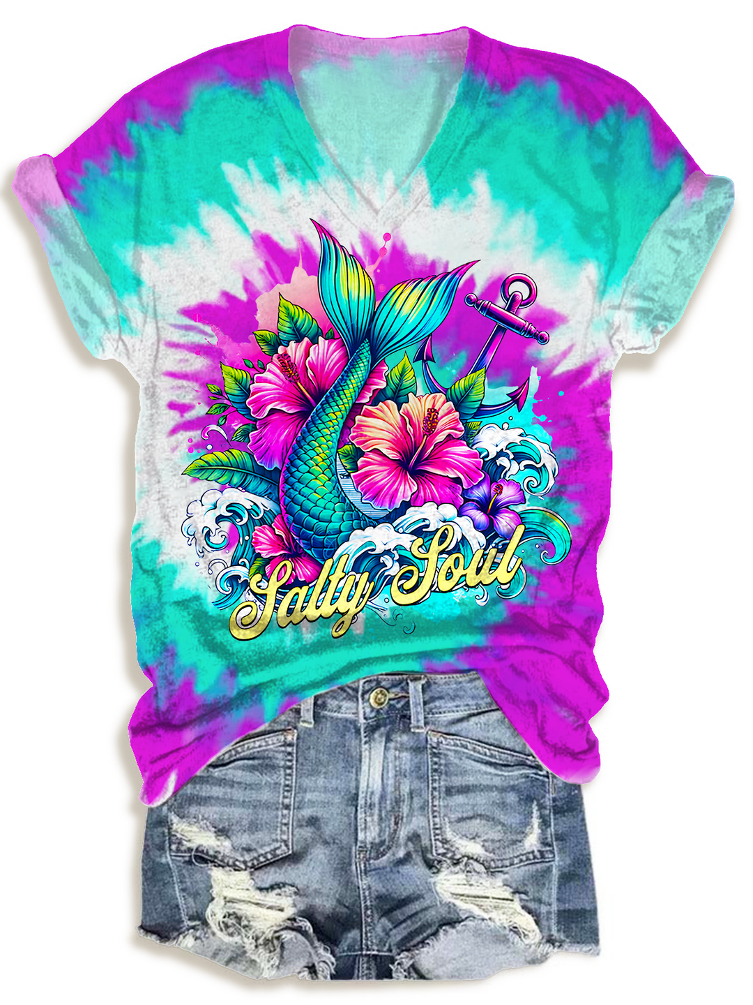 Salty Soul Vacation V-neck T-Shirt
