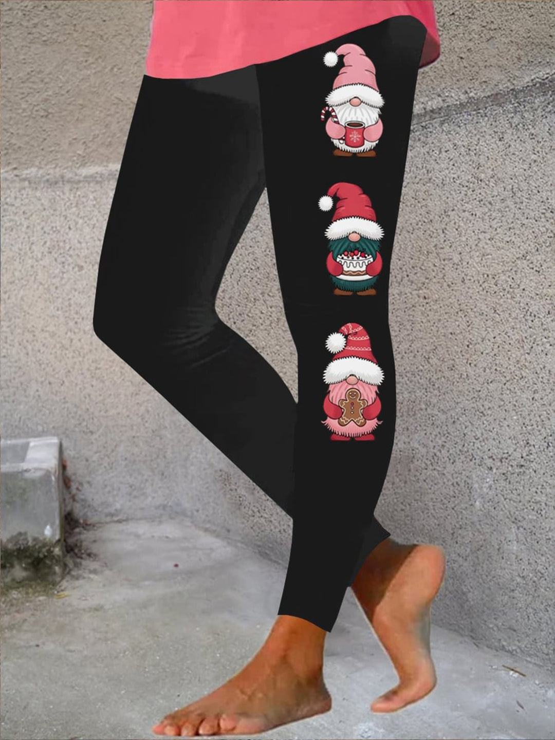 Christmas Gnome Print Casual Leggings