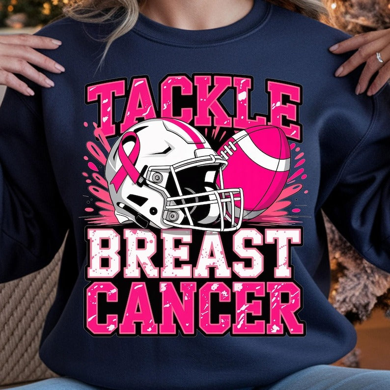 Tackle Breast Cancer Printed Long Sleeve Casual Top