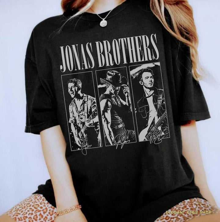 Vintage Jonas Brothers Washed Cotton Crew Neck T-Shirt