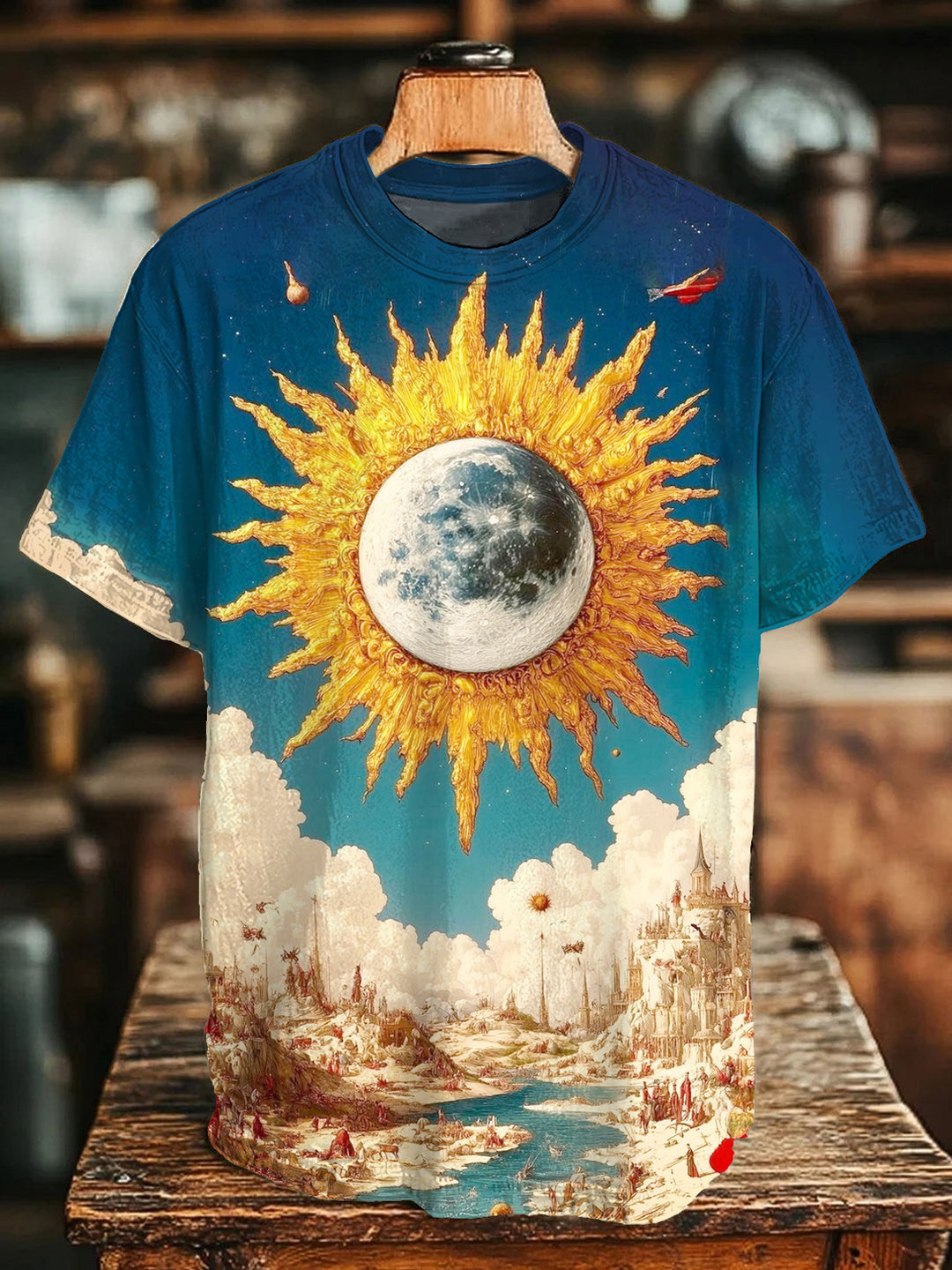 Hippie Sun Art Print Crew Neck T-shirt