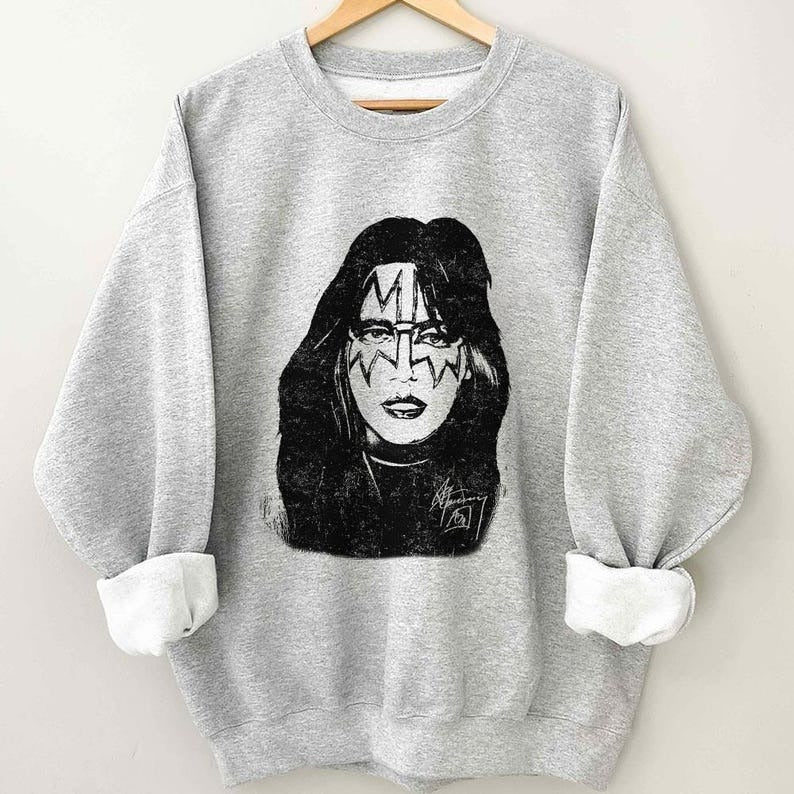 Ace Frehley RIP Tribute Printed Long Sleeve Casual Top