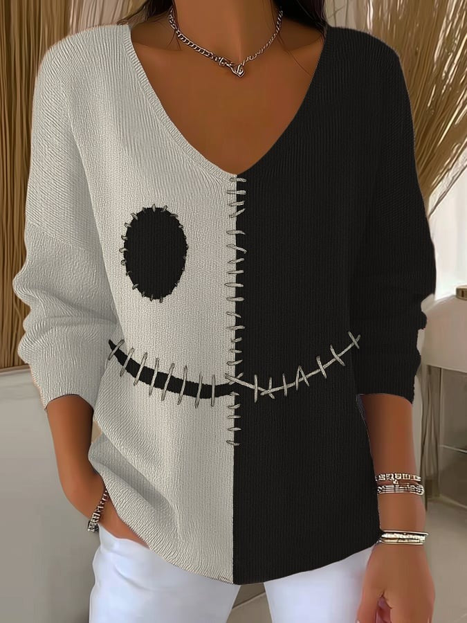 Women's Halloween Print Casual Pullover Sweater