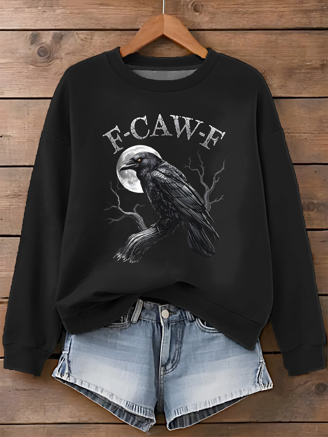 F-Caw-F Printed Long Sleeve Casual Top