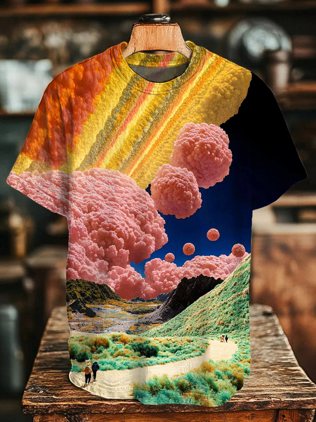 Colorful Hippie Art Print Crew Neck T-Shirt