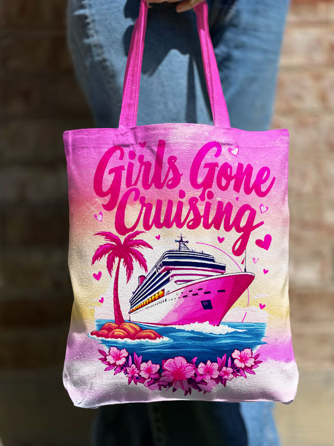 Girls Gone Cruising Shoulder Zipper Canvas Bag
