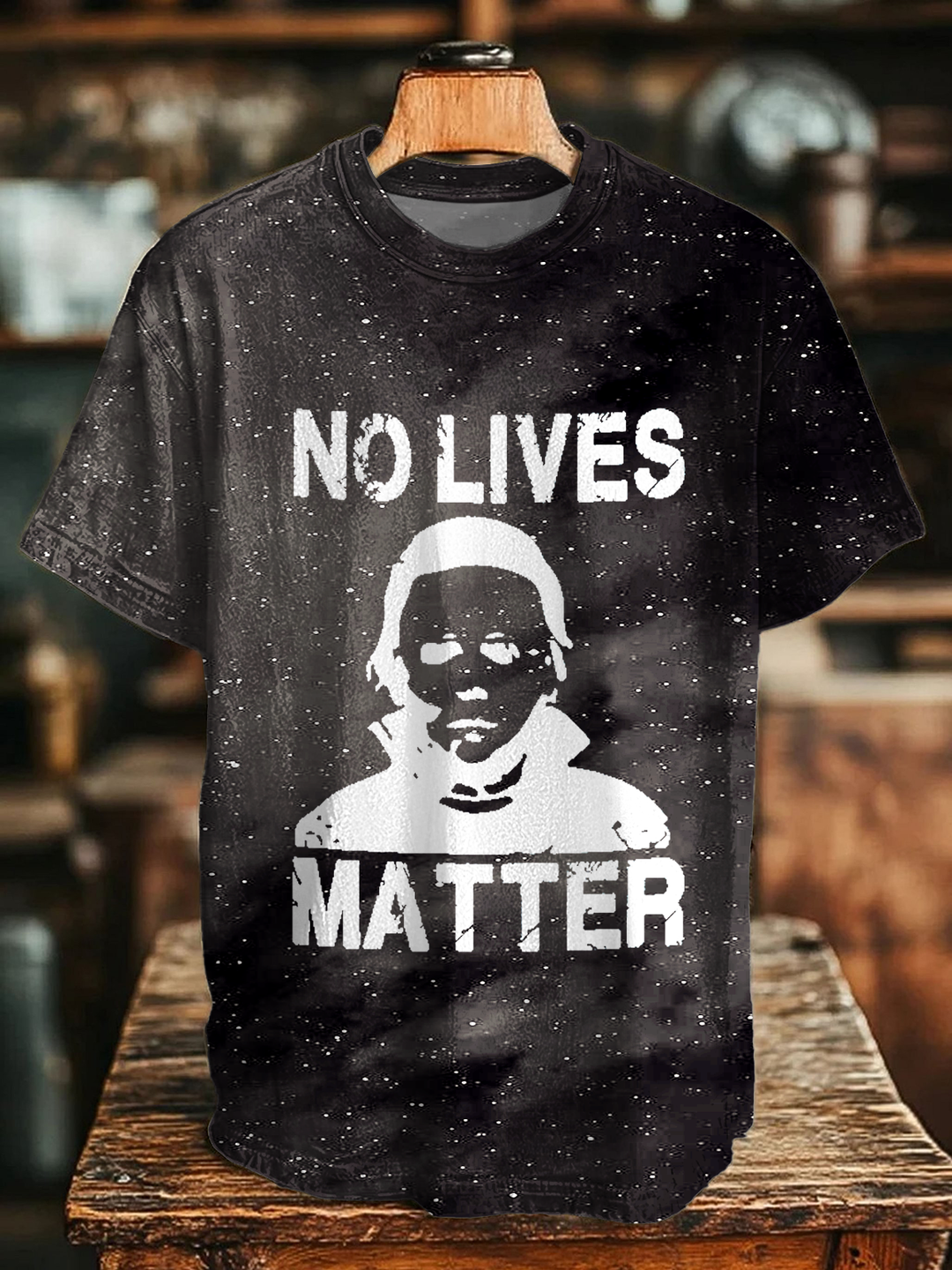 Fun Halloween Horror Character Print Crew Neck T-shirt