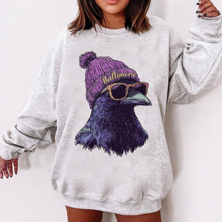 Baltimore Football Fan Printed Long Sleeve Casual Top