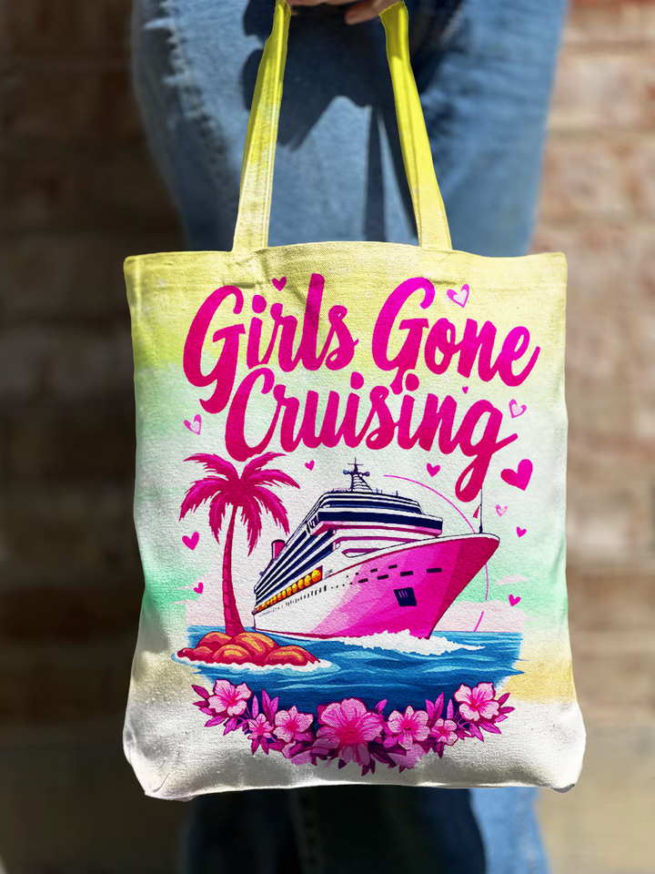 Girls Gone Cruising Shoulder Zipper Canvas Bag