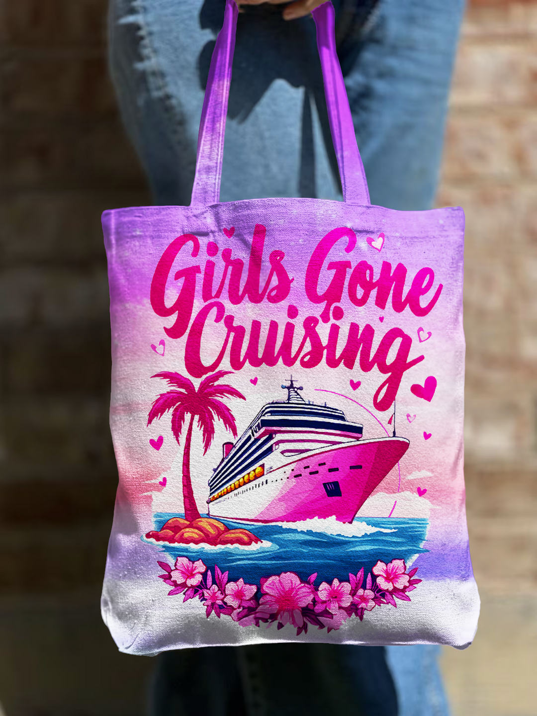 Girls Gone Cruising Shoulder Zipper Canvas Bag