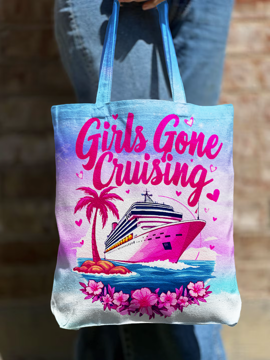 Girls Gone Cruising Shoulder Zipper Canvas Bag