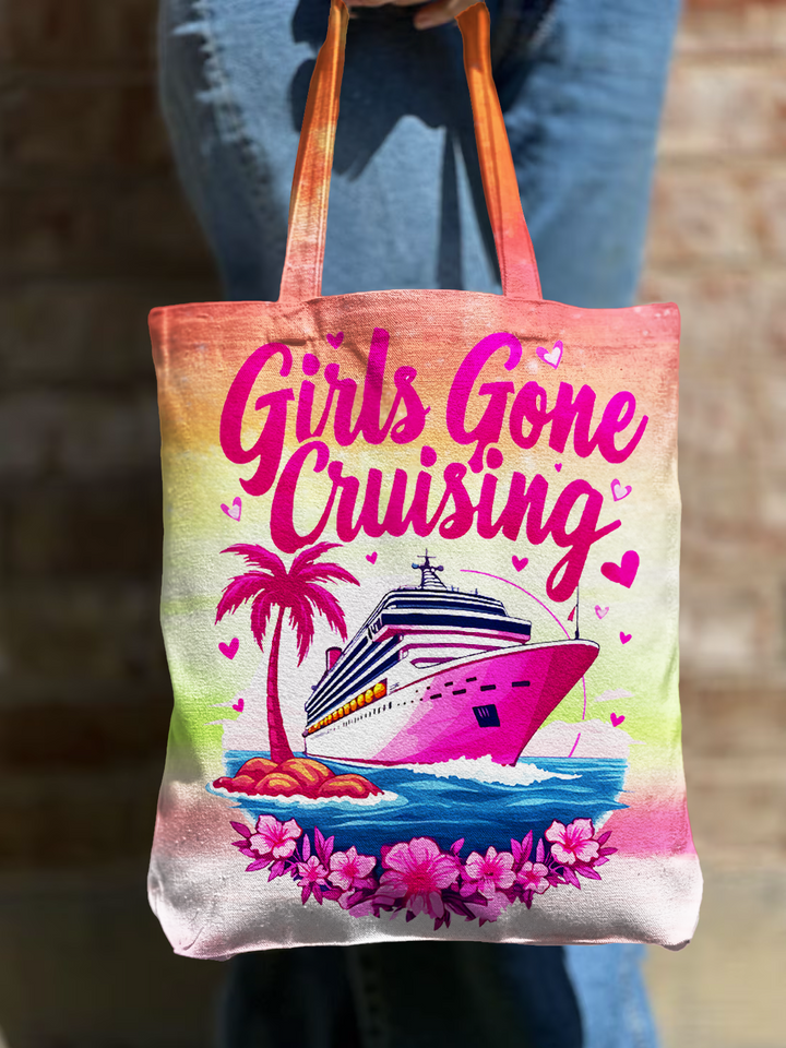 Girls Gone Cruising Shoulder Zipper Canvas Bag