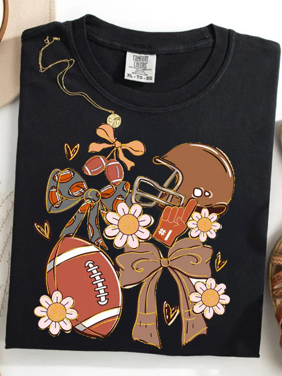 Game Day Football Coquette Retro T-shirt