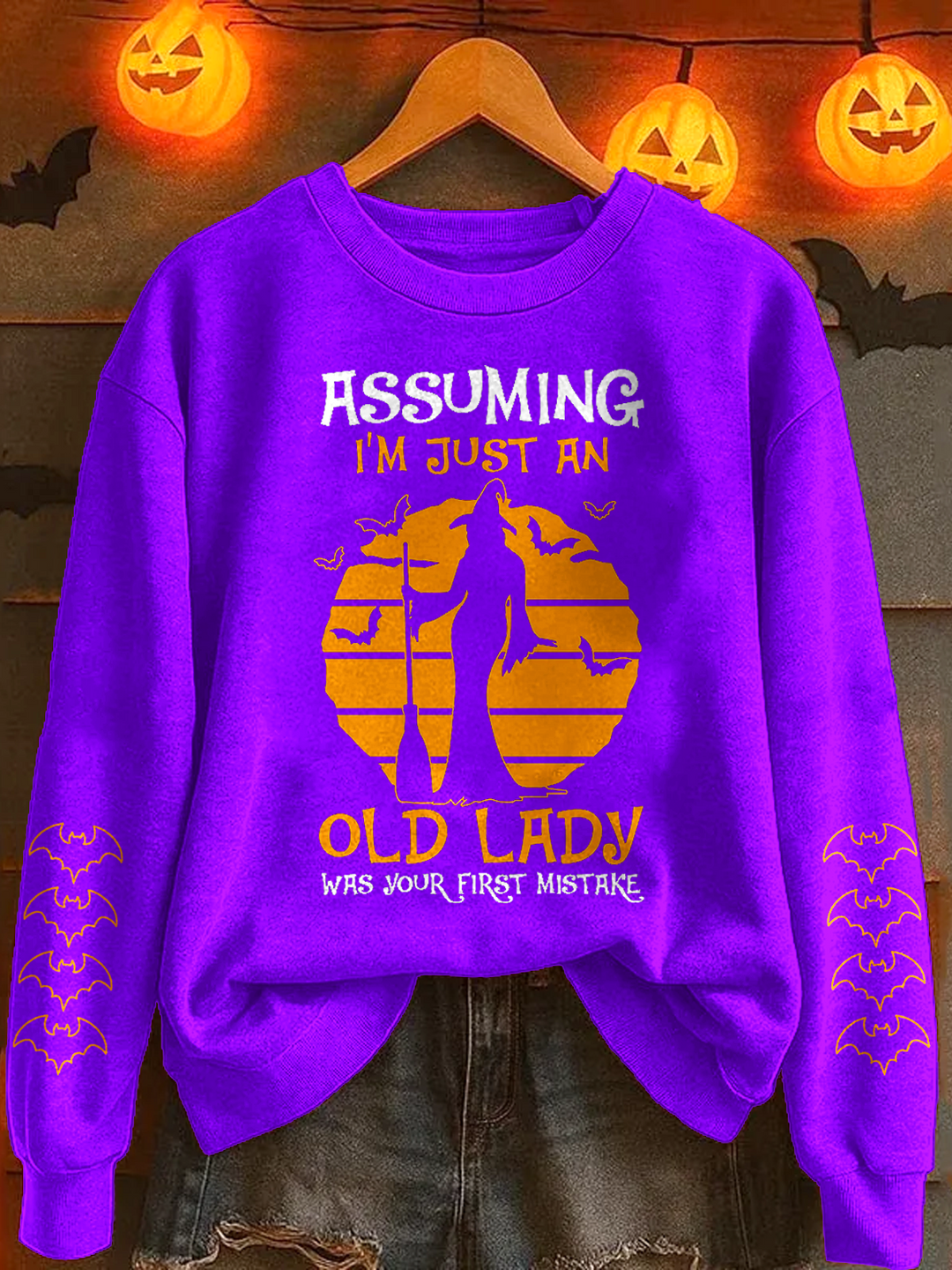 Halloween Funny Witch Printed Long Sleeve Casual Top