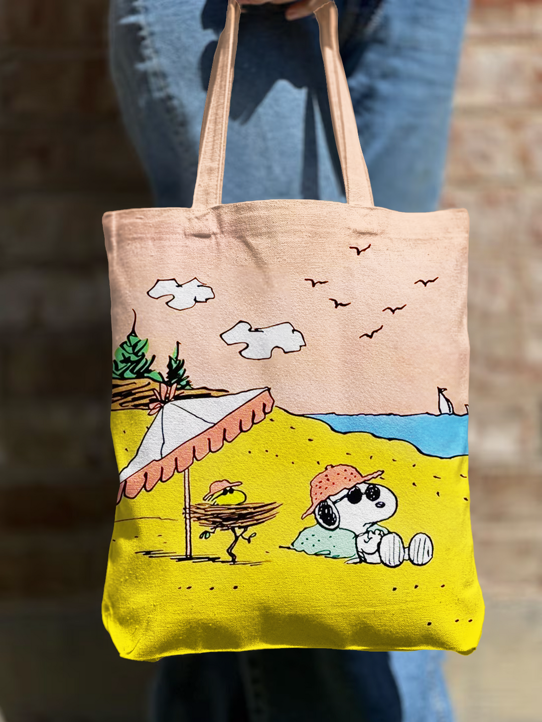 Fun Vacation Snoopy Shoulder Zipper Canvas Bag