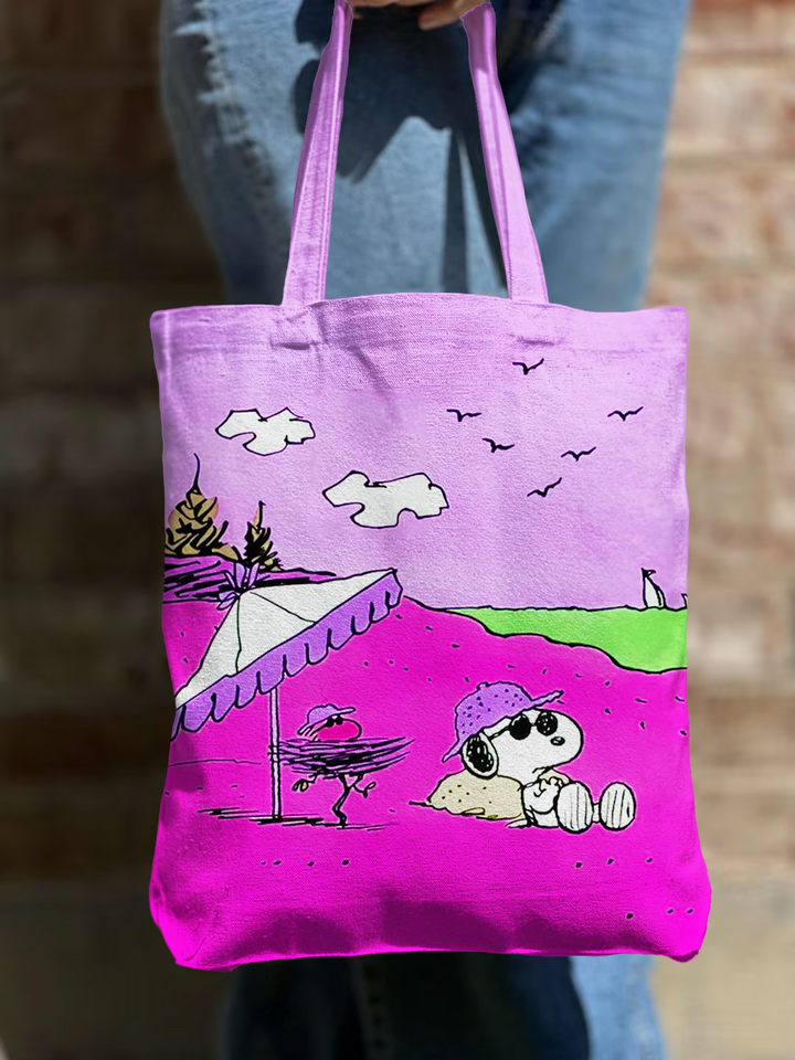 Fun Vacation Snoopy Shoulder Zipper Canvas Bag