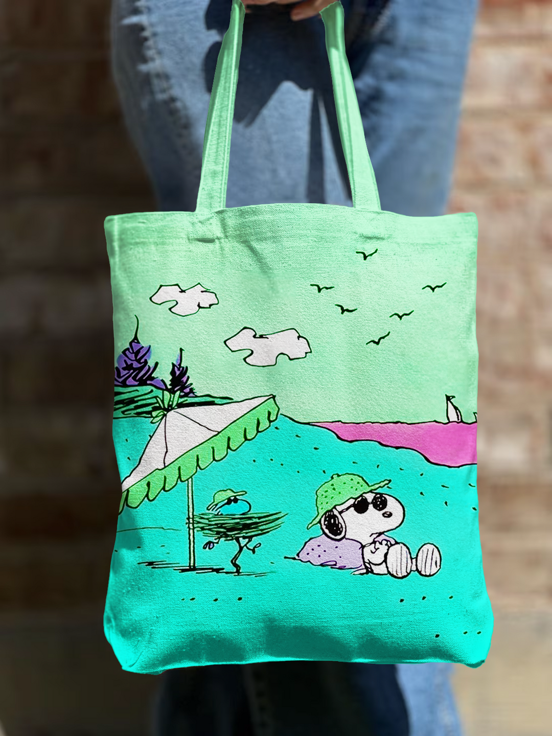 Fun Vacation Snoopy Shoulder Zipper Canvas Bag