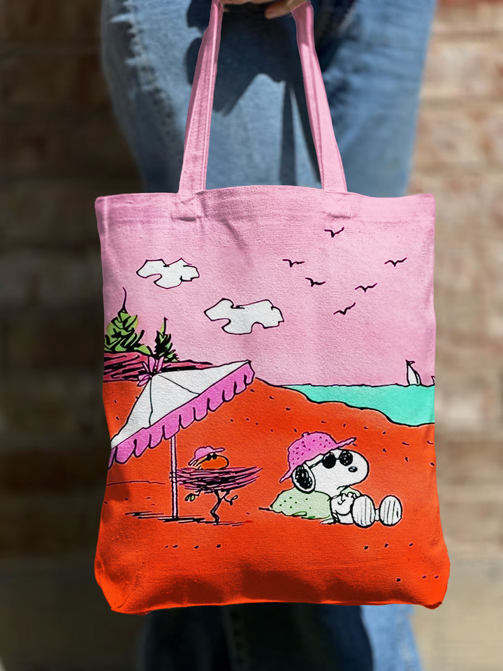 Fun Vacation Snoopy Shoulder Zipper Canvas Bag