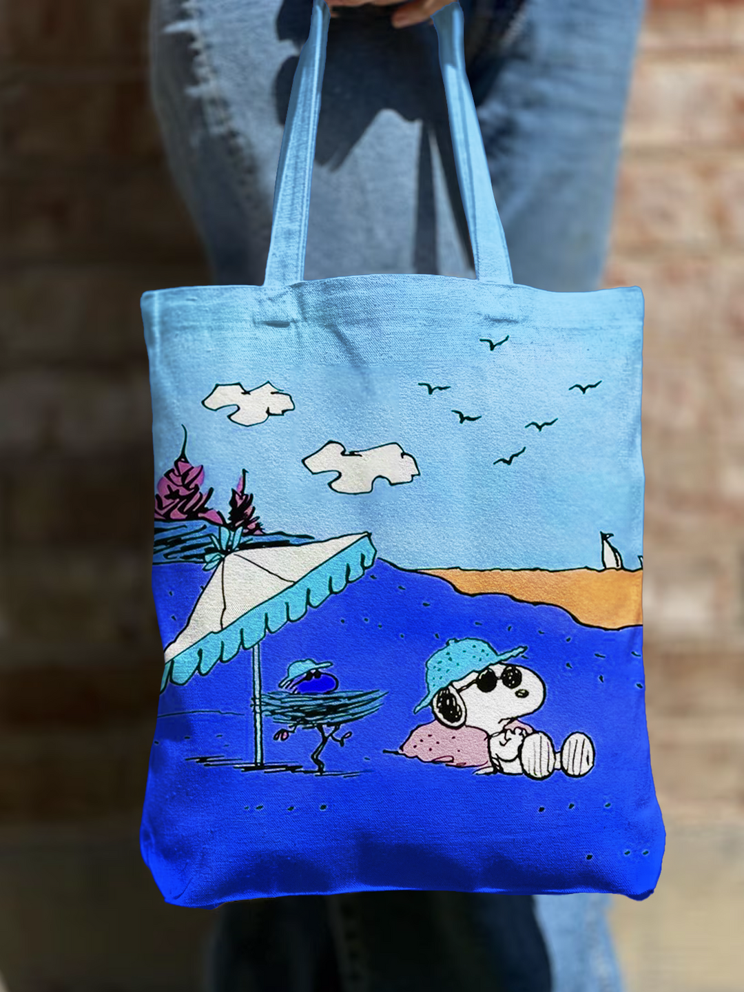 Fun Vacation Snoopy Shoulder Zipper Canvas Bag