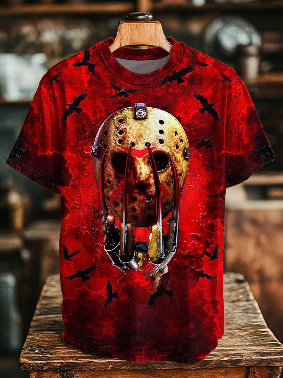 Halloween Horror Movie Print Crew Neck T-shirt