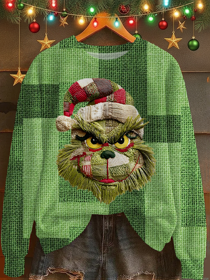 Christmas Movie Character Printed Long Sleeve Casual Top
