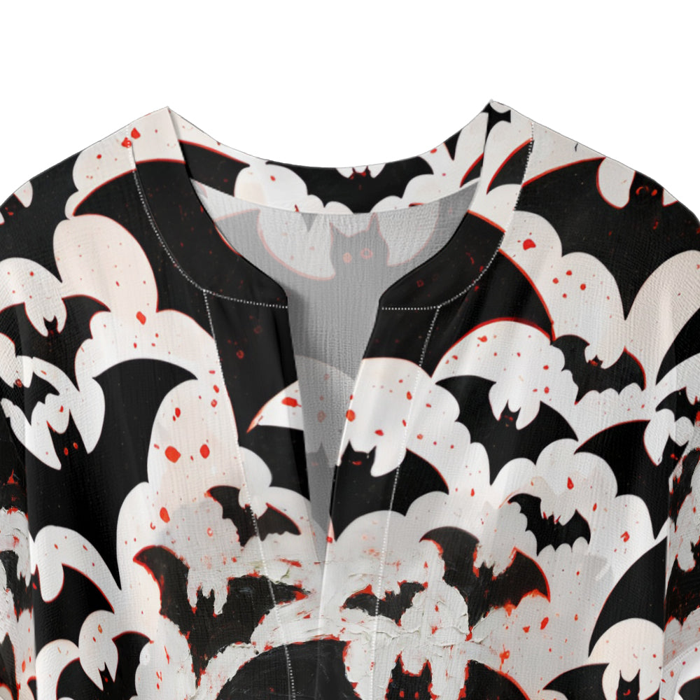 Vintage Halloween Bats V-Neck Lace Shirt