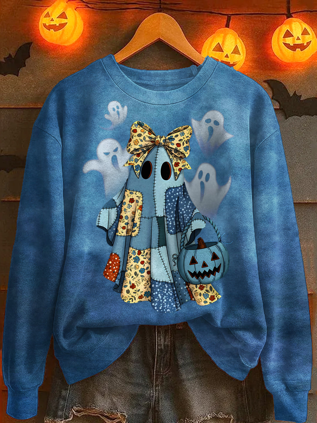 Halloween Cute Ghost Printed Long Sleeve Casual Top