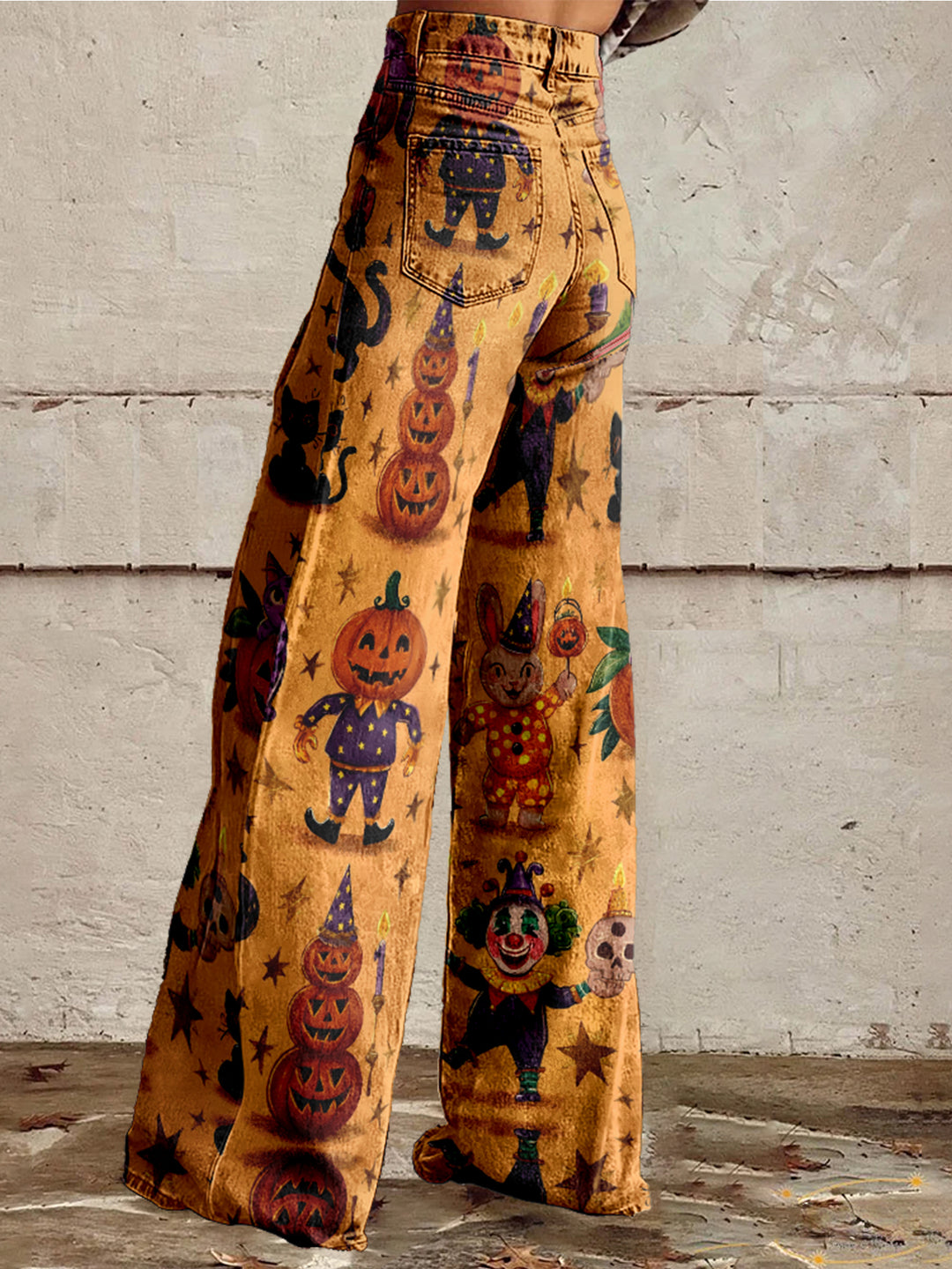 Women's  Hallloween Pumpkin Cotton Flared Jeans Pants