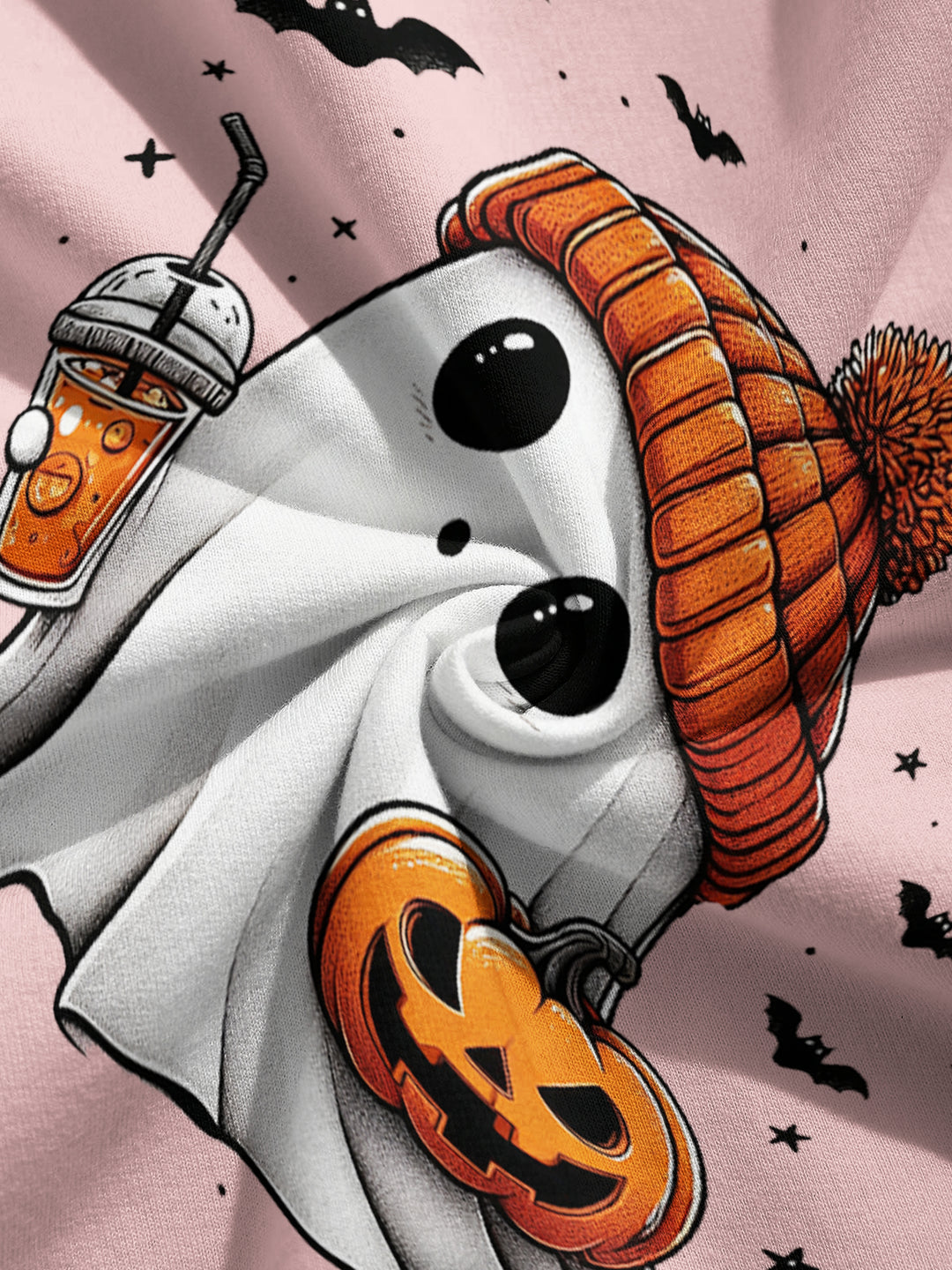 Halloween Cute Ghost Print Solid Hoodie