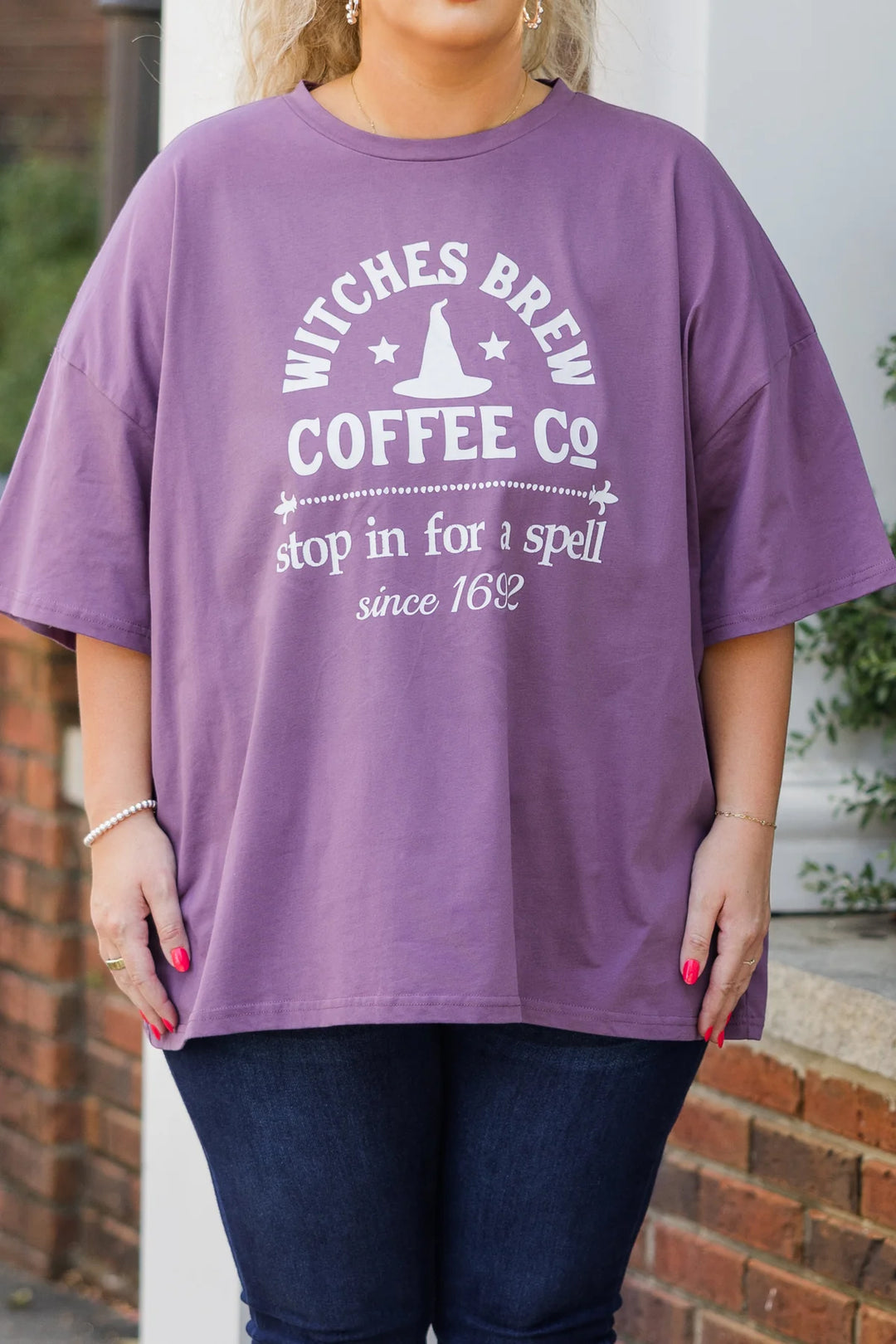 Halloween Witch Print Crew Neck T-shirt