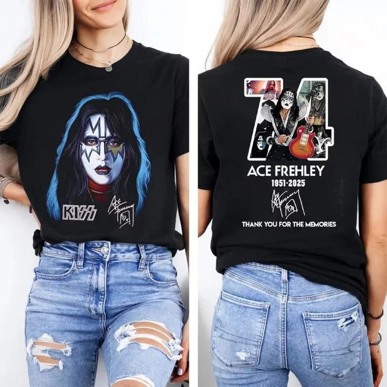 Ace Frehley Kiss Tribute 1951–2025 Crew Neck T-shirt