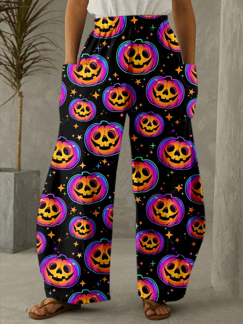 Funny Pumpkin Halloween Art Print Casual Pants