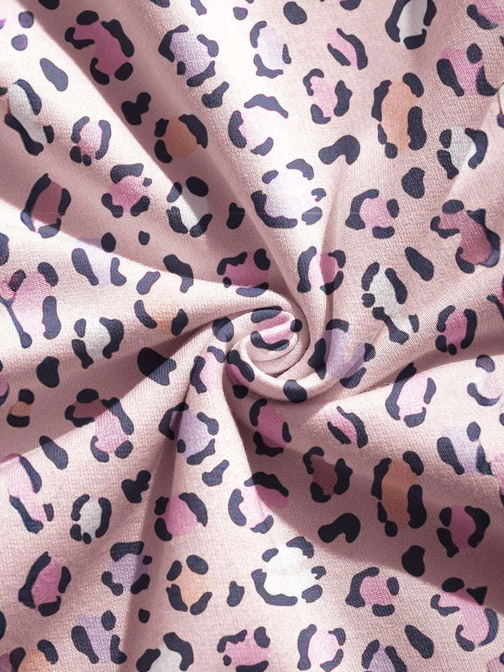 Women's Pink Leopard Print Hooded Dress