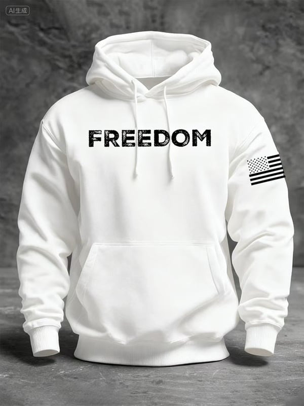 Unisex Charlie Kirk Freedom Long Sleeve Hooded Pocket Sweatshirt