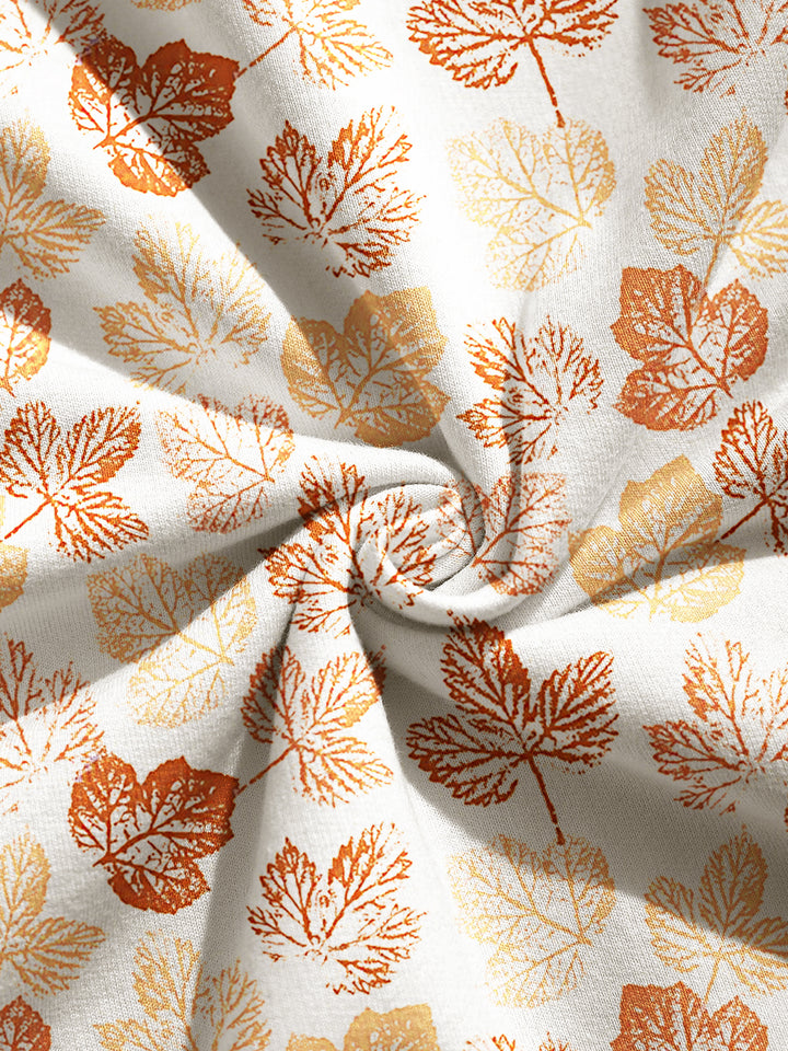 Autumn Leaf Long Sleeve Long Hooded Loungewear Top