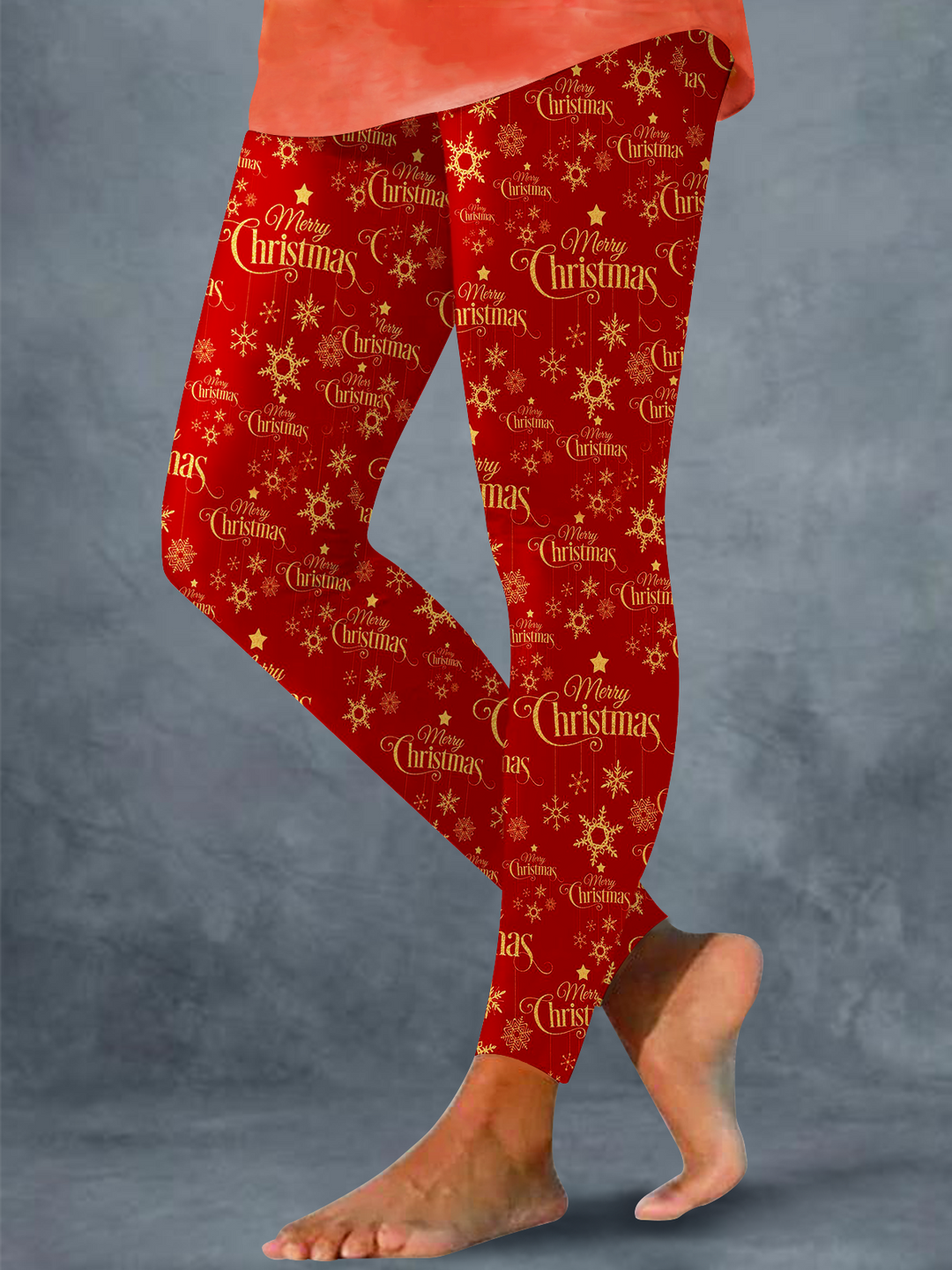 Merry Christmas Snowflake Print Leggings