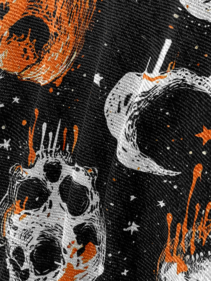 Women's  Hallloween Skull Cotton Flared Jeans Pants