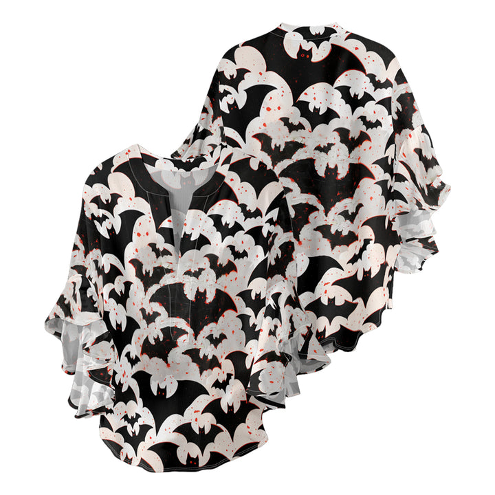 Vintage Halloween Bats V-Neck Lace Shirt