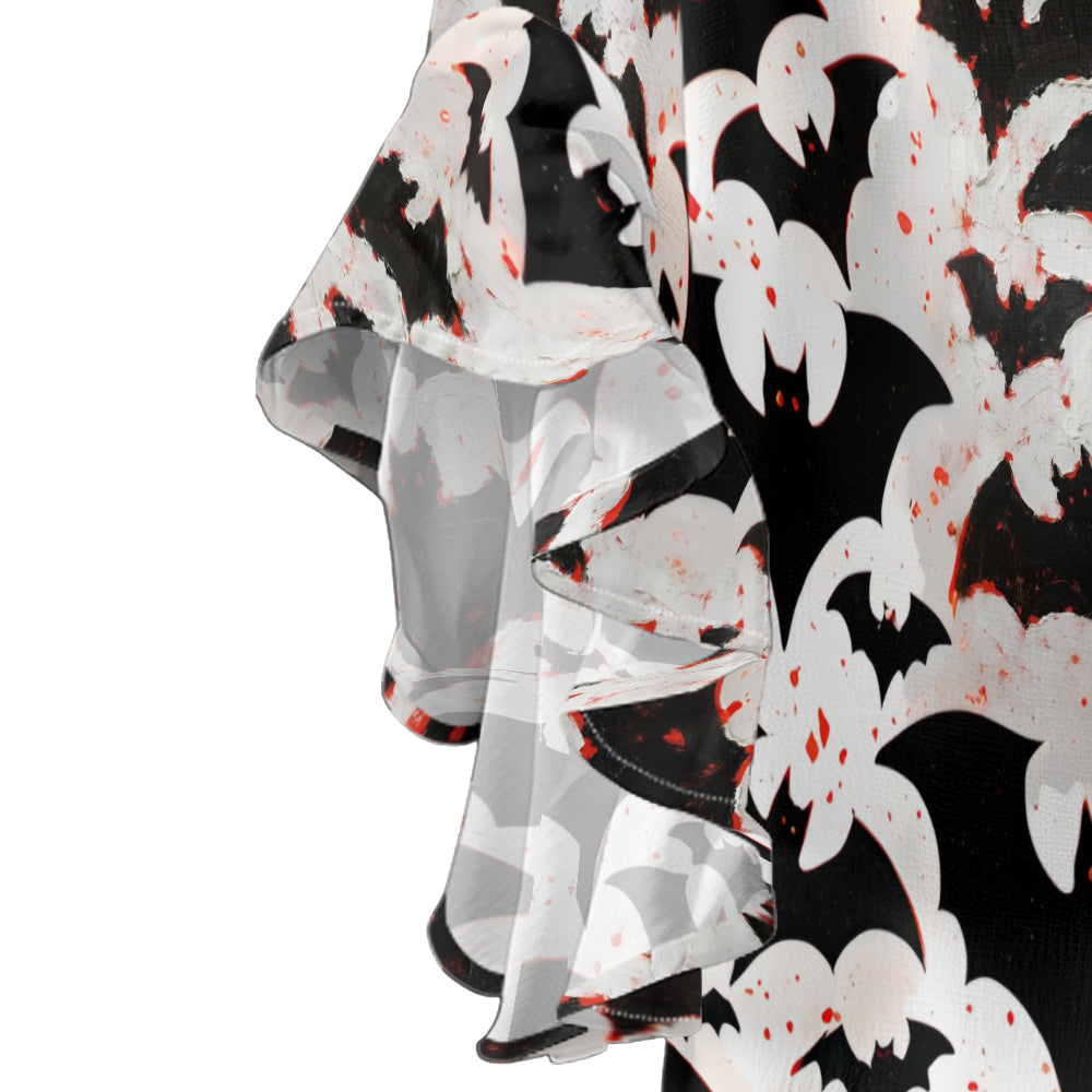 Vintage Halloween Bats V-Neck Lace Shirt