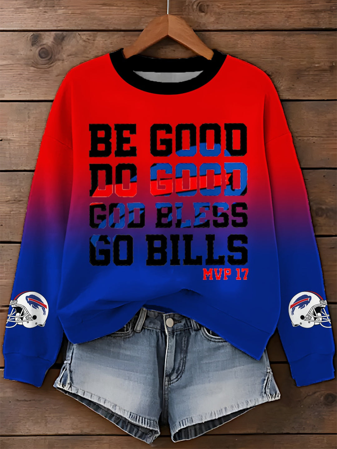 Football Lover Buffalo Printed Long Sleeve Casual Top