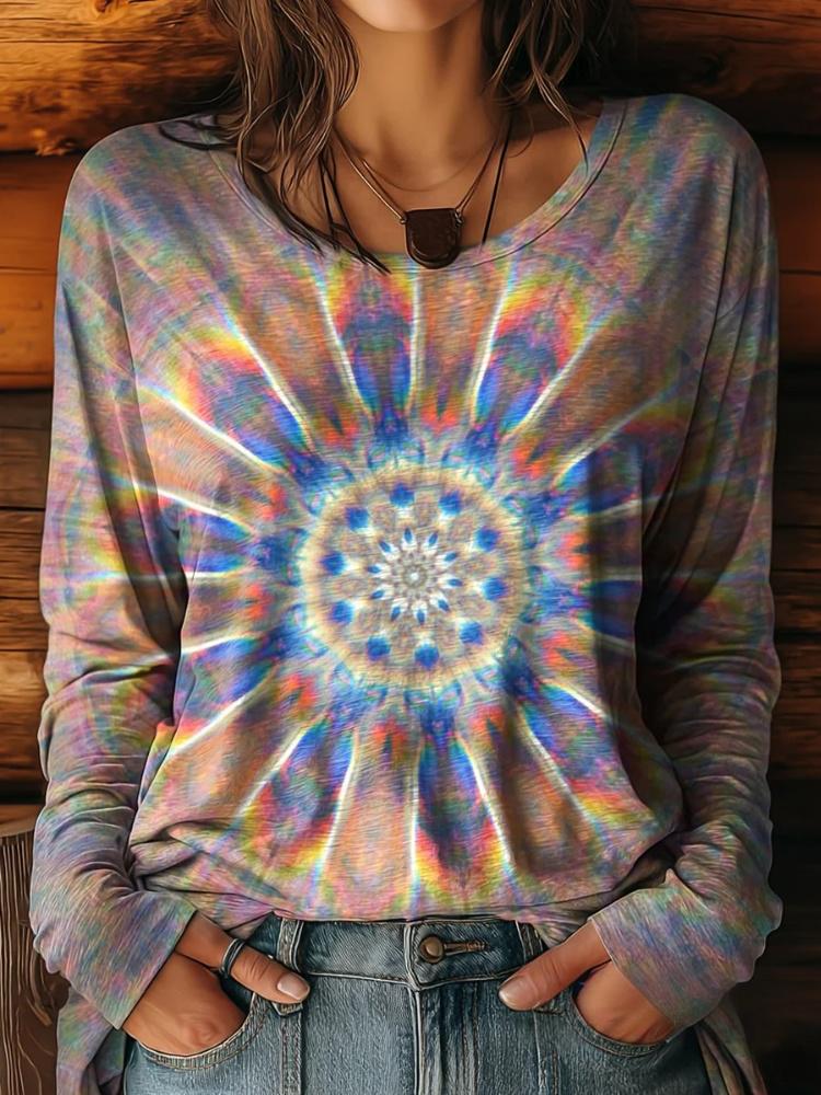 Women's Western-style Kaleidoscope Print Casual T-shirt