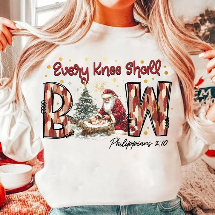 Every Knee Shall Bow Printed Long Sleeve Casual Top