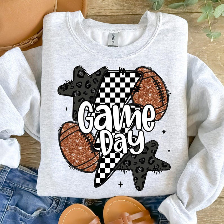 Game Day Football Print Long Sleeve Casual Top