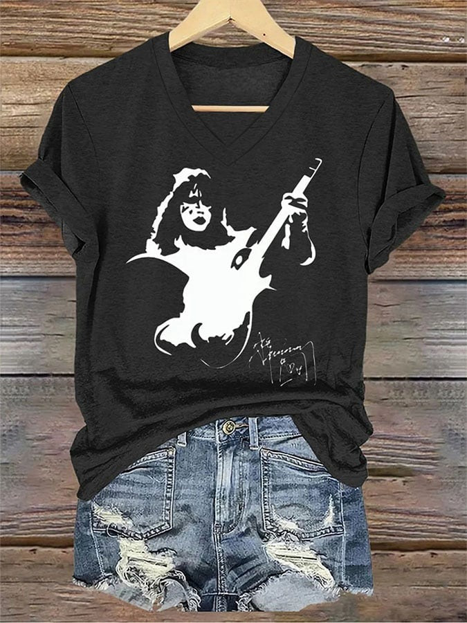 Women's Rock Legend Memorial  V-neck T-Shirt