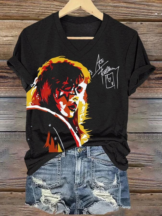 Women's Rock Legend Memorial  V-neck T-Shirt